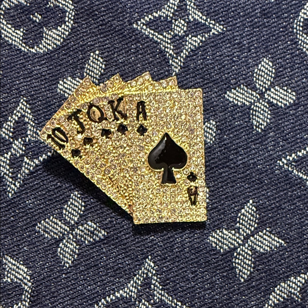 Gold Playing Cards Brooch